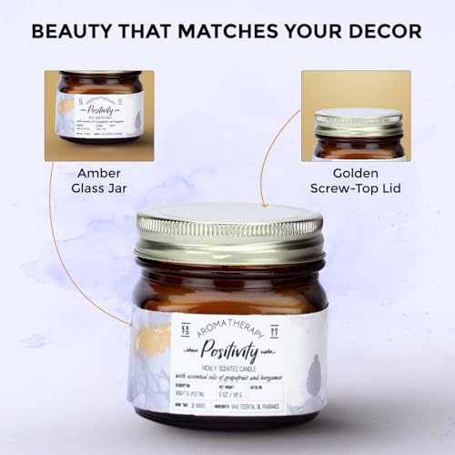 Image of Welburn Veda&Co Scented Wax Candle - Positivity I Aromatherapy Jar Candle for Home Decor | Enhance Your Mood | Enhance Your Space with Soothing Scents (35 Hours Burn Time, 141gm),