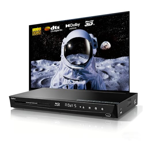 DpBlue 1080P 3D Blu-ray Player Support Region A Blu-ray Discs CD DVDs VCD 3D Playback with 5.1 Channel Analog Audio Output, Dolby Audio, DTS Digital Surround Home Theater for 3D TV/Projector