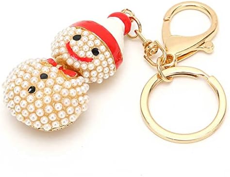 ARFUKA Keyring Pearl Snowman Pendant Keychain Metal Key Ring Charm Jewellery Christmas Birthday Gift Keyrings Key Chain Key Ring Holder for Men and Women - Image 3