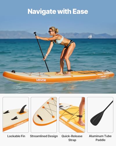 VEVOR Tabla de Paleta Surf Inflable, Ultraligera, con Bomba, Remo, Aleta, Mochila, Correa de Tobillo, Correa, Plataforma Antideslizante para Jóvenes Adultos, 304,8 x 83,8 x 15,2 cm, Carga 150 kg - imagen 4
