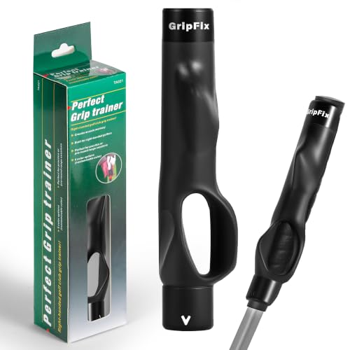 Gripfix Golf Grip Trainer - Portable Swing Training Aid for Correct Hand Positioning & Muscle Memory - Non-Slip ABS & TPR Tool Fits Most Golf Clubs - Perfect Golf Gift for Men Women & Beginners