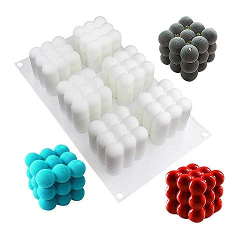 YGMXZL 6 Cavity Silicone Mould,3D Rubik Cube Shaped Cake Mold,Chocolate Mould for Kitchen,DIY Baking Moulds for Dessert,Soap,Jelly,Bread, Pudding,Muffin (A) Cover