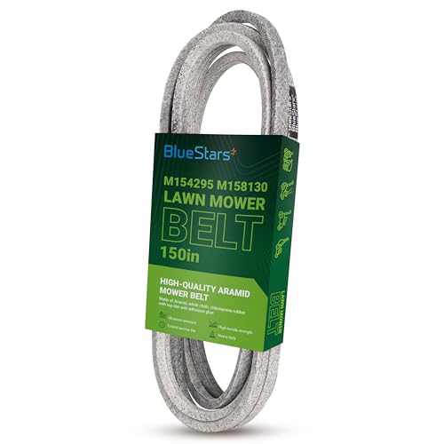 Image of BlueStars M154295 M158130 Deck Belt Aramid Cord Belt 1 /2 inch x 150 inch | Deck Belt for J-Deere Z245 Z425 Z445 EzTrak Zero-Turn Mowers with 48 inch Mower Deck J-Deere D140 D155 D160 44-inch Snow Blower