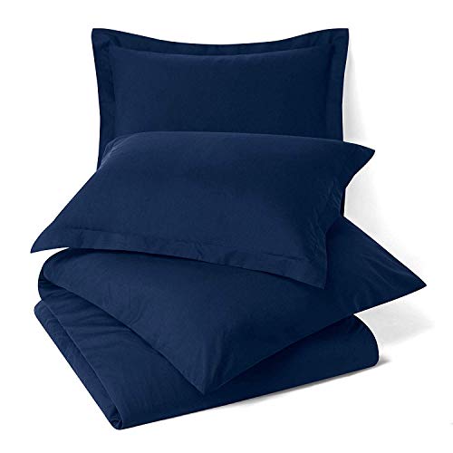 Image of 100% Cotton 1PC Duvet /Quilt Cover Hidden Zipper Closure 600TC Ultra Soft Durable for Double /Queen Size Bed(Navy Blue)