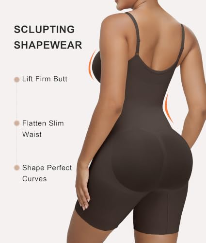 Image of SHAPERX Women's Shapewear Bodysuit Tummy Control Seamless Zip-Up Body Shaper Waist Defining Silhouette