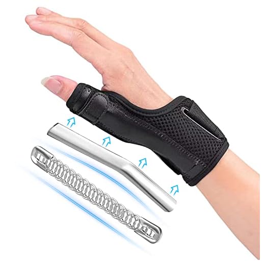 Fasola Muñequera Pulgar Reversible, Férula Transpirable Para el Pulgar Con 2 Férulas Metálicas, Inmovilizador del Pulgar Para el Túnel Carpiano, Artritis, Tendinitis y Esguinces - S