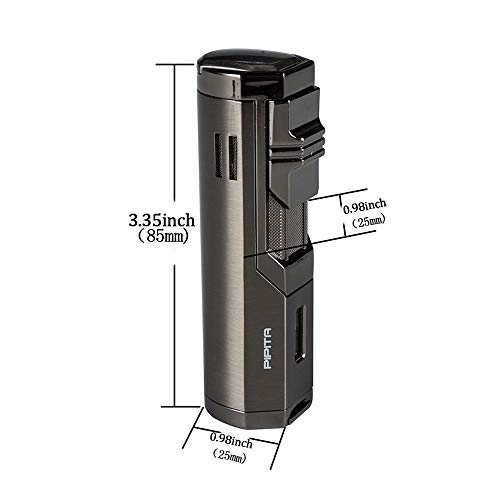 PIPITA Acendedor para charutos à prova de vento, 3 spray de chama Chama recarregável isqueiro butano