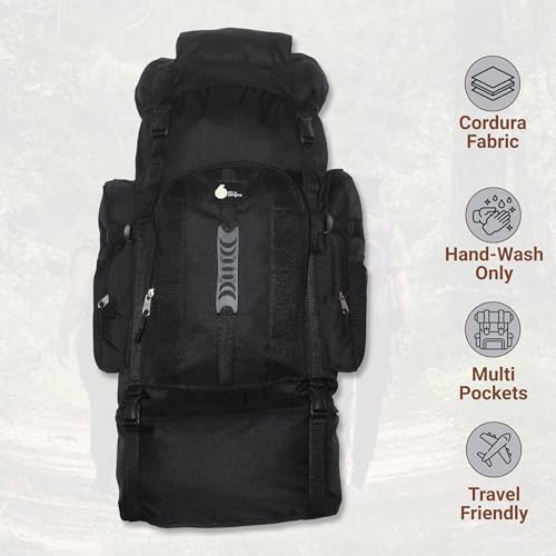 SiXsigma Sports 120L Extra Large Travel Camping Accessories Backpack - Quick Dry Large Rucksack For Camping, Fishing Backpack & Hiking Bag - Ideal Hiking Rucksack For Men & Women (120L, Black) - Image 9
