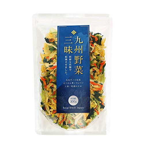 九州野菜三昧 乾燥野菜 国産 無添加 野菜5種類＋わかめ ミックス 100g (1袋) 味噌汁の具 ラーメンの具 カップ麵の具 インスタントラーメン スープ フリーズドライ 非常食