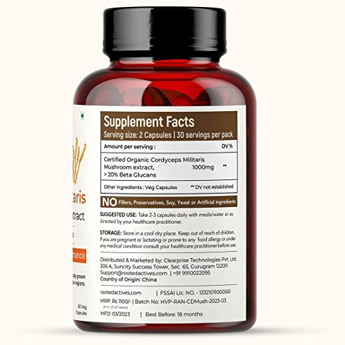 Image of Rooted Active's Adaptogen Power Duo | Reishi & Cordyceps Mushroom Capsules | Whole Mushroom Powder | Vegan, Non-GMO, Gluten-Free | No Fillers | 60+60 Capsules