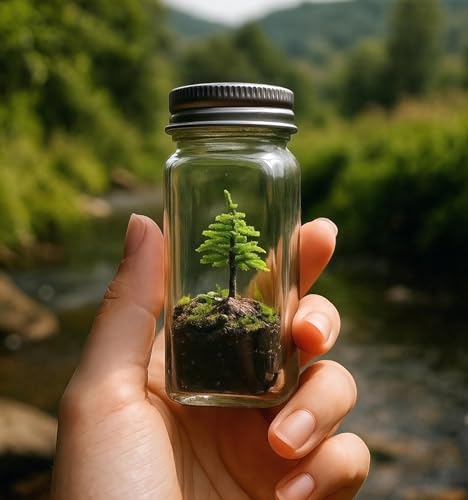 Live Little Tree Terrarium Kit, Self-Sustaining DIY Tree Moss Terrarium,