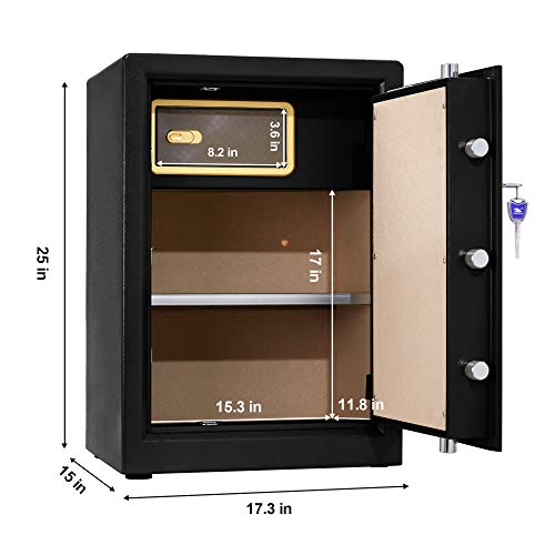 image for TIGERKING Digital Security Safe Box,Double Safety Key Lock and Passwor
