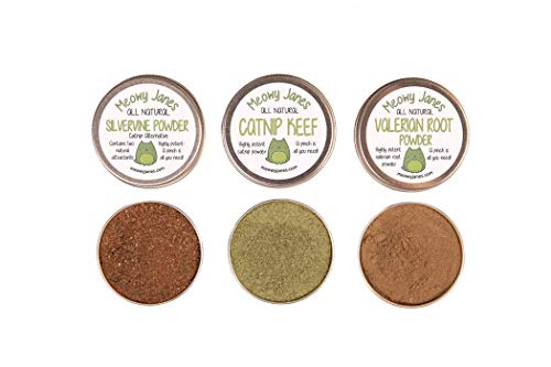 Meowy Janes Catnip Alternative Variety Powder Pack- Catnip Keef, Silvervine Powder and Valerian Root Powder Catnip Powder - Cat Toy