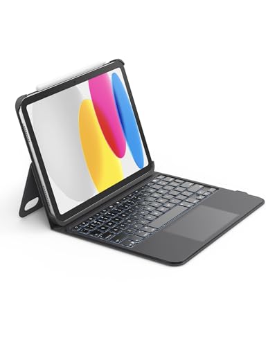 Image of Belkin Everyday Keyboard Case w /Cradle, Backlit Bluetooth Keyboard, Multi-Gesture Controls, Magnetic Apple Pencil Storage Compatibility, & Multimedia Keys for iPad 10th Generation 10.9 inch - Black