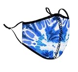 Top Trenz Kids Face Wrap Cloth Reusable Fashion Mask Small (Ages 3-7) (Small, Blue Tie Dye)