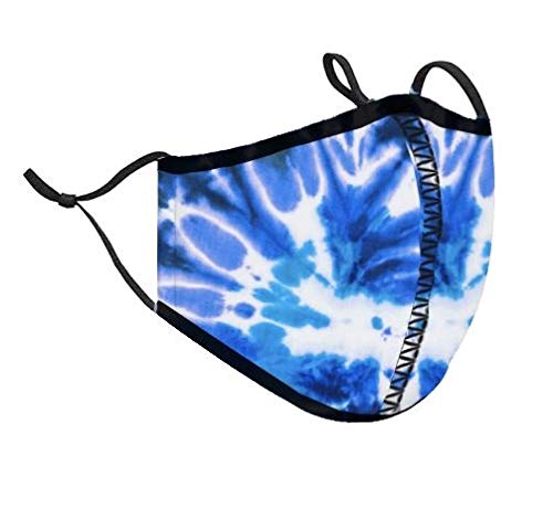 Top Trenz Kids Face Wrap Cloth Reusable Fashion Mask Small (Ages 3-7) (Small, Blue Tie Dye)
