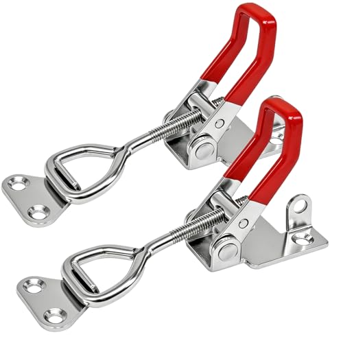 Image of 2pcs Toggle Latch Clamp 4002, Adjustable 304 Stainless Steel Pull Hasp Latches, Quick Release Hand Tool Toggle Clamp for Smoker Lid Jig, Tool Box Case, 400Lbs Holding Capacity