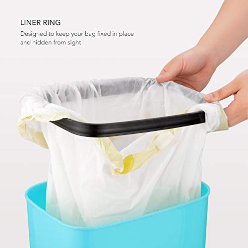 Ninestars, Teal Blue Dzt-12-5Tb Bedroom Or Bathroom Automatic Touchless Infrared Motion Sensor Trash Can, 3 Gal 12 L, Abs Plastic (Rectangular, Trashcan #TOP3