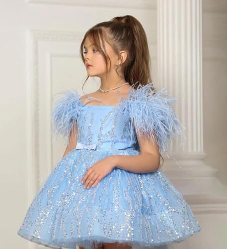 Sequin Flower Girl Dress Puffy Layers Birthday Party Dress Knee Length Princess Birthday Party for Girls FAY064