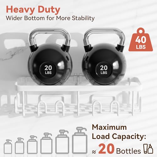Image of YASONIC Shower Caddy Adhesive, 100% Rustproof Shower Organizer, Large Capacity Shower Shelves for Inside Shower, No Drill Shower Storage for Home (2 Pack White)
