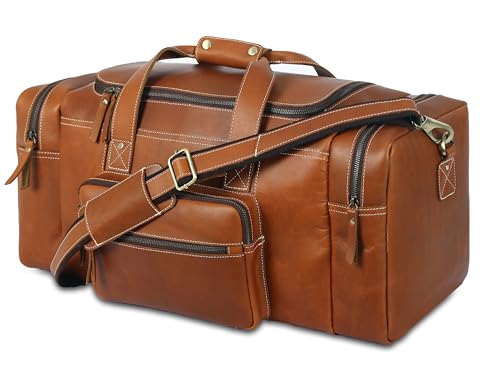 Leather duffel bag 24 Inch U Zip holdall Travel sports Duffle Weekend gym Sports