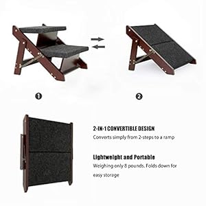 MEWANG-Wooden-Pet-StairsPet-Steps-2-in-1-Foldable-Stairs-Ramp-for-Beds-and-Cars-Portable-DogCat-Ladder-Up-to-110-Pounds - Cucciolini Doodles   MEWANG-Wooden-Pet-StairsPet-Steps-2-in-1-Foldable-Stairs-Ramp-for-Beds-and-Cars-Portable-DogCat-Ladder-Up-to-110-Pounds