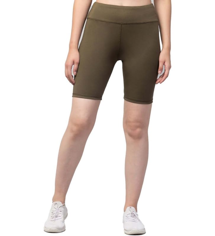 Women's Polyester Solid Above Knee High-Rise Shorts (Olive, 3XL)-PID56751-image-42