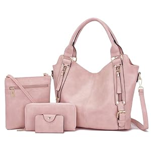 soperwillton Purses for Women Large Shoulder Handbag Tote PU Leather Hobo Crossbody Bag Ladies Wallet Set 4pcs
