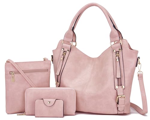 soperwillton Purses for Women Large Shoulder Handbag Tote PU Leather Hobo Crossbody Bag Ladies Wallet Set 4pcs