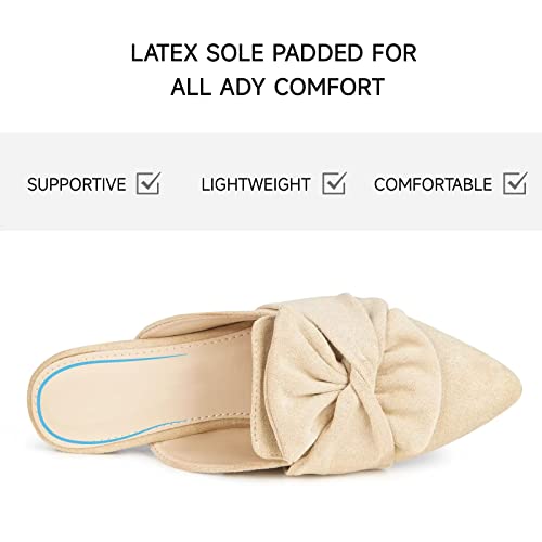 Musshoe Mules For Women Pointed Toe Backless Slip On Women's Mule Beige 10 #TOP1