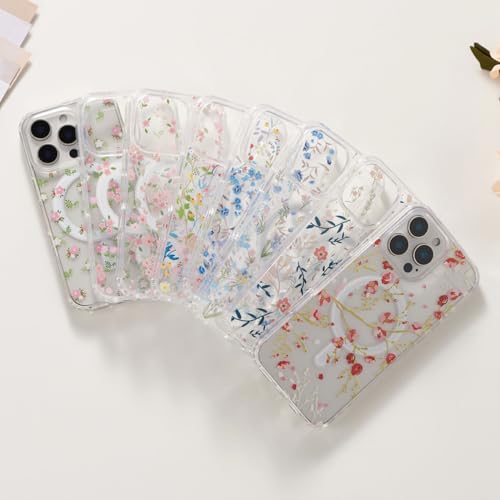 Coque iPhone 15 Pro MagSafe transparente rigide aux finitions florales premium - 7