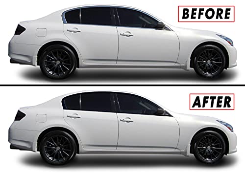 SlickMod Chrome Delete Blackout Vinyl Overlay for 2007-2015 Infiniti G35 G37 Q40 Sedan Window Trim (Gloss Black)