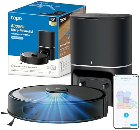 Tapo RV30 Max Plus Robot Vacuum Cleaner with 5300Pa Mapping, 3L A...