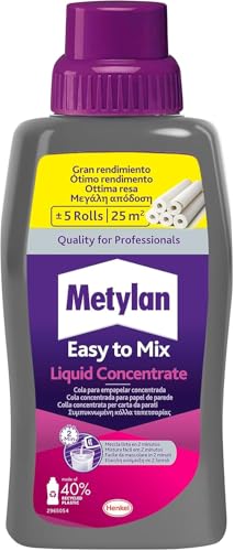 Metylan Liquid Concentrate Adesivo liquido concentrato, Colla liquida per tutti i parati, Colla potente resistente all'umidità e facile da miscelare, 1 flacone da 500g