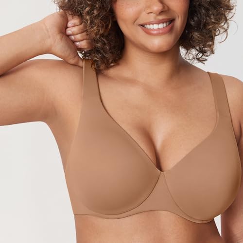 Image of DELIMIRA Minimizer Bras for Women Full Coverage Plus Size Underwire Unlined Supportive Seamless Bra