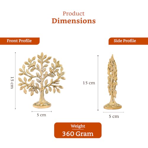 Image of Amazon Brand - Solimo Brass Kalpvriksh Tree with Birds Showpiece | Tree of Life Table Decor | Vastu & Feng Shui Home Decor | Brass Decorative Idol for Home, Office & Puja | Good Luck Gift