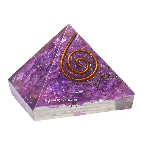 Amazing Gemstone Amethyst Onyx Orgone Pyramid - 30mm Small Orgonite Pyramids with Crystals and Healing Stones - Authentic Organite Gifts