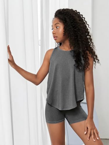 Image of BEAUDRM Girl's 2 Piece Workout Outfits Crop Top and Shorts Athletic Sets | Activewear Sets,Dance Sets,Tumbling Outfits,Hip Hop Dance Outfits,Cheer Practice Outfits for Girls