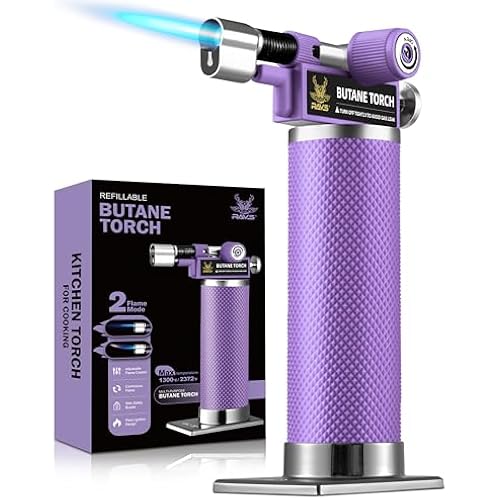 RAVS 2 Flame Mode Butane Torch Lighter, Refillable Kitchen Torch