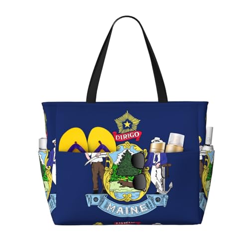Sac à bandoulière imprimé drapeau du Maine grand sac fourre-tout élégant