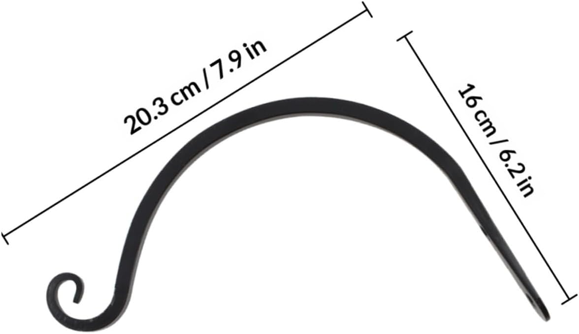 4pcs Wall-Mounted Flower Basket Hangers Outdoor Indoor Metal Hanging Plant Brackets Black 8-inch Decorative Hooks for Garden Balcony Patio