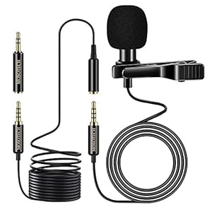 MOSOTECH 3,5 mm Lavalier Microfoon, Omnidirectionele Revers Microfoon met 79 “Verlengkabel, Professionele Condensator Clip-on Mic voor Smartphones, PC, DLSR, Youtube, Interview, Podcast Opname