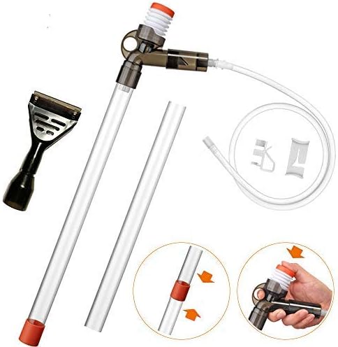 Jeeco 5 in 1 Fish Tank Cleaner, Aquarium Gravel Vacuum Siphon Vac with Algae Scraper, Water Flow Controller and Extendable Pipe for…