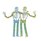 Velobiz Fidgets Sensory Toys Halloween Toys Skeleton Toys Fidget Toys Halloween Glow transformable Skeleton Stress Relief Kids Toys Amazing Toys as Gifts (2pcs(1blue1green))