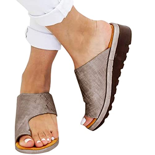 DYHOZZ Sandalias para Mujer Sandalias Ortopédicas con Corrector de Juanetes Flop Open Toe Sandalias de Playa de Verano Informales Zapatos de Cuero Sintético de Suela Plana con Soporte para Arco Cover