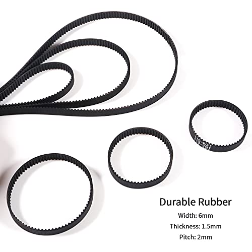 Almocn GT2 Timing Belt 110Mm 158Mm 200Mm 300Mm 400Mm 610Mm Closed Loop Timing Belt Width 6Mm + 2Pcs Gt2 Timing Belt Pulley 20 Teeth 5 Bore thumb #2