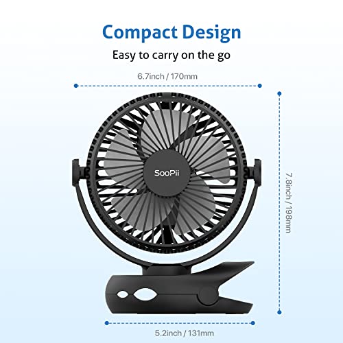 Soopii 3In1 Battery Operated Usb Desk Fan With Led Light,10000Mah Rechargeable Camping Fan With Hanging Hook For Tent,4 Speeds Personal Fan,Strong Airflow,360°Double Rotation Portable Clip Fan Kitchen #TOP7