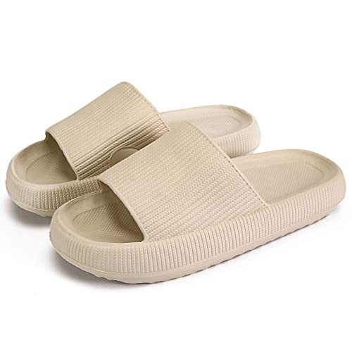 rosyclo Pillow Slippers for Women, Non-Slip Massage Foam Shower Bathroom Home Floor Thick Sole Quick Drying Cloud Cushion Womens Mens Sandals, Soft Comfortable Platform Open Toe Shoes