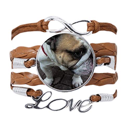 Bracelet corde tordue cuir noir Love bijou photo animal de compagnie