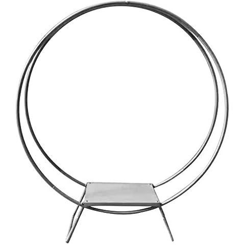 WindWilder 80cm Silber Hochzeitsbogen Rund Ring Doppelring Tortenständer Metall Eisen Hochzeit Bogen Runden Party Hintergrund Geburtstag Blume Hochzeitstorte Stand DIY Requisiten Hintergrund Straße Cover